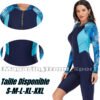 Maillot Combinaison de natation pour femme 1 piece Couleur :BLEU Nèon MANCHE LONGUE 🩵