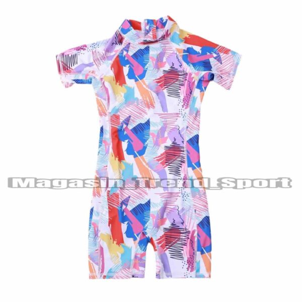 ⁦Maillot Combinaison de Natation Fillettes Multicolore Demi-Manche⁩ - الصورة ⁦6⁩
