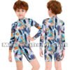 Maillot Combinaison de Natation Garçons :Multicolore Manche Longue