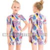 Maillot Combinaison de Natation Fillettes Multicolore Demi-Manche