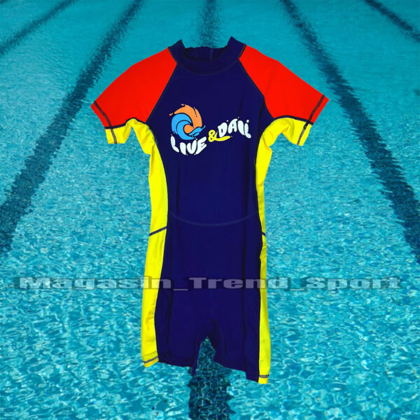 ⁦Maillot Combinaison de Natation Garçons Live & Dail : Couleur BLEU-Orange⁩ - الصورة ⁦8⁩