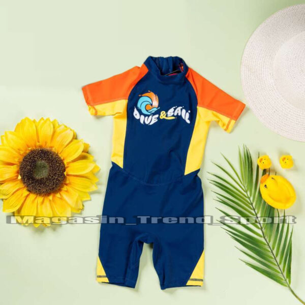 ⁦Maillot Combinaison de Natation Garçons Live & Dail : Couleur BLEU-Orange⁩ - الصورة ⁦9⁩
