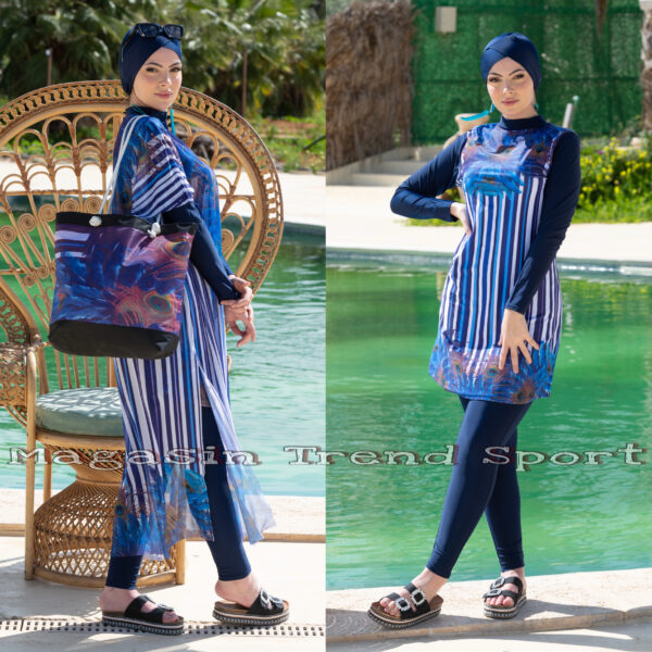 6 قطع كاملة MALDIVE : مايو بركيني باريو فورلار 4pieces + Sac de plage + Pochette