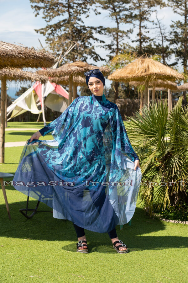 ⁦6 قطع كاملة Bleu Ocean : مايو بركيني باريو فورلار 4pieces + Sac de plage + Pochette⁩ - الصورة ⁦5⁩