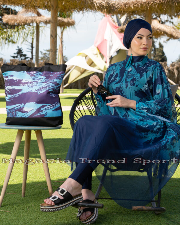 ⁦6 قطع كاملة Bleu Ocean : مايو بركيني باريو فورلار 4pieces + Sac de plage + Pochette⁩ - الصورة ⁦2⁩