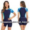 Combinaison de natation pour femme 1 piece Couleur :BLEU Néon DEMI MANCHE 🩵