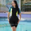 Combinaison de natation pour femme 1 piece Couleur : Vert Néon Demi-manche 💚
