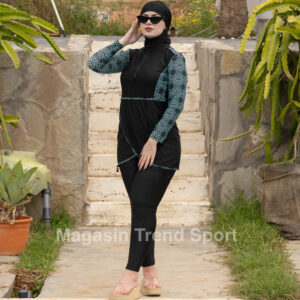 مايو بركيني 3 pièces  لون  noir motifs